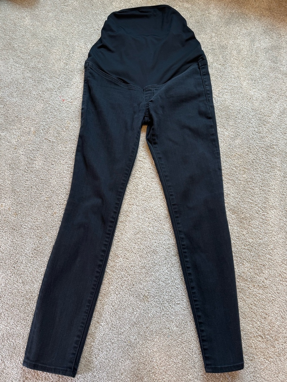 Madewell Maternity Skinny Jeans Size 25 Black Over Belly Adjustable Waist Denim